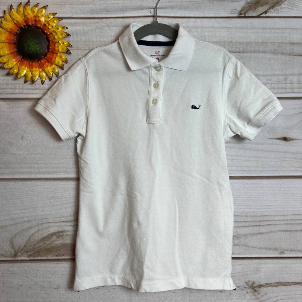 Vineyard Vines for Target Kids White Polo Shirt Whale Logo Size M (7/8)